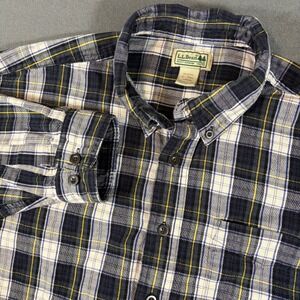 Vintage L.L. Bean Plaid Flannel Button Down X-Large Tall Green/Blue/White
